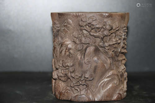 A Chinese Eaglewood  Brush Pot