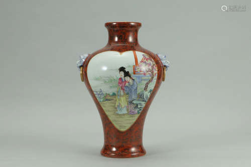 A Chinese Famille Rose Figure Painted Porcelain Vase