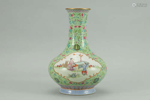 A Chinese Famille Rose Figure Painted Porcelain Vase