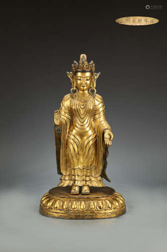 A Chinese Gilded Copper Buddha Statue