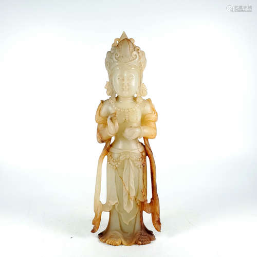 A Chinese Jade Guanyin Statue