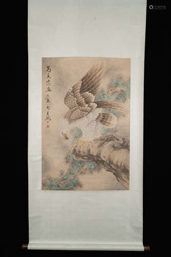 A Chinese Eagle Painting, Gao Jianfu Mark