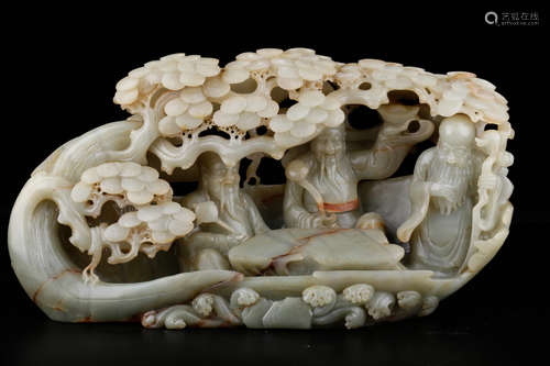 A Chinese Carved Hetian Jade Rockery Ornament