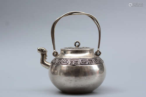 A Chinese Silver pOt with Loop-handle