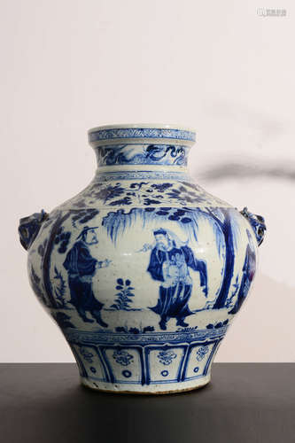 A Chinese Blue and White Figure Painted Porcelain Vase