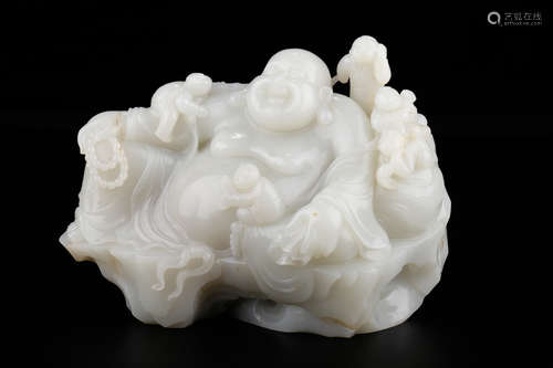 A Chinese White Hetian Jade Carved Ornament