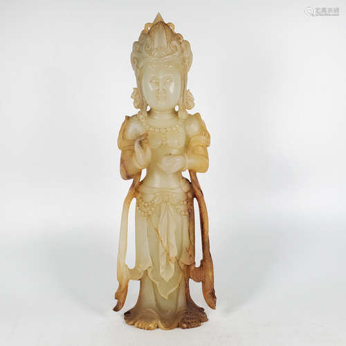 A Chinese Jade Guanyin Statue