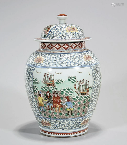 Chinese Enameled Porcelain Covered Jar