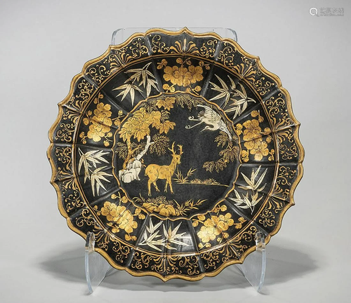 Chinese Black Glazed Porcelain Charger