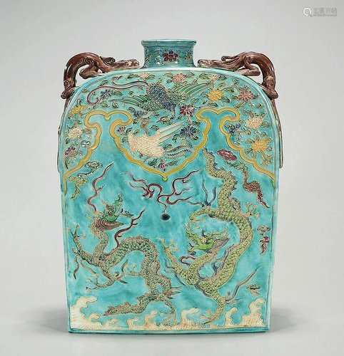 Chinese Enameled Porcelain Flask