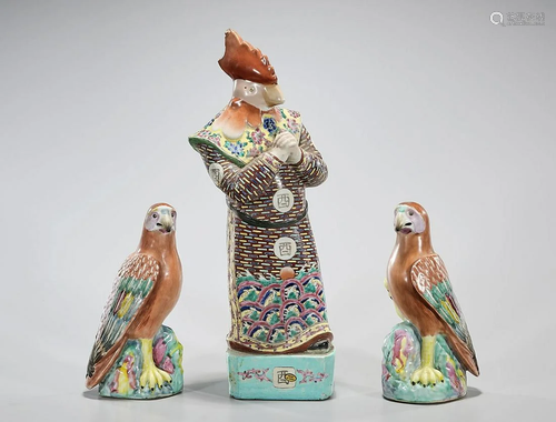 Group of Three Chinese Enameled Porcelains