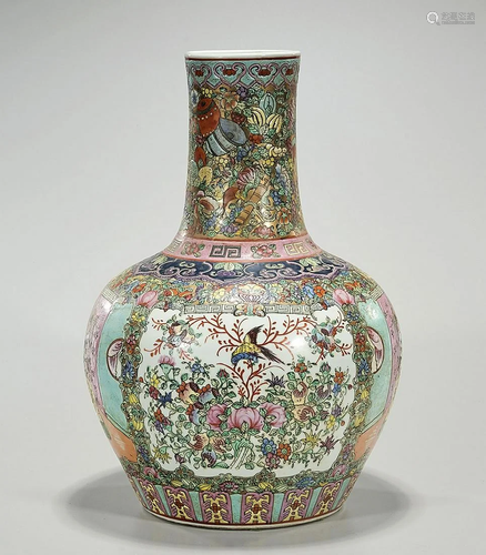 Chinese Enameled Porcelain Bottle Vase