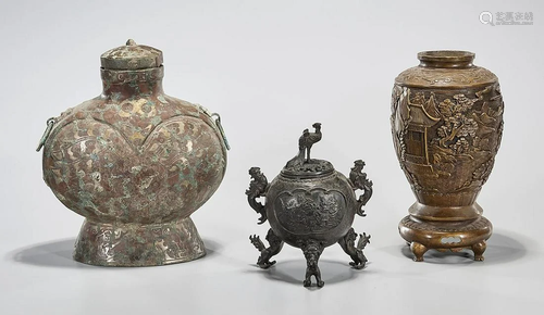 Group of Three Chinese Bronze Vessels