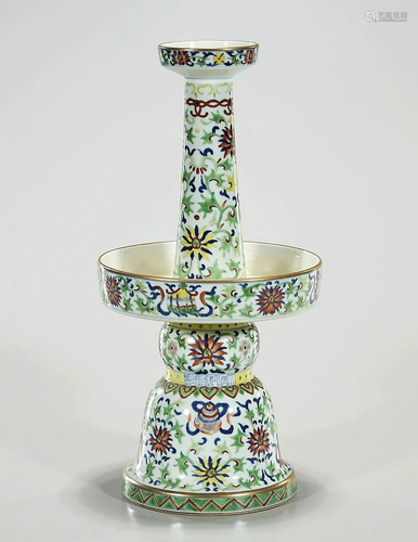 Chinese Enameled Porcelain Candlestick