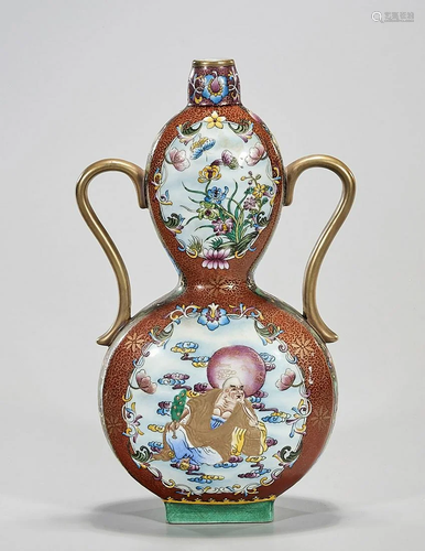 Chinese Enameled Porcelain Moon Flask