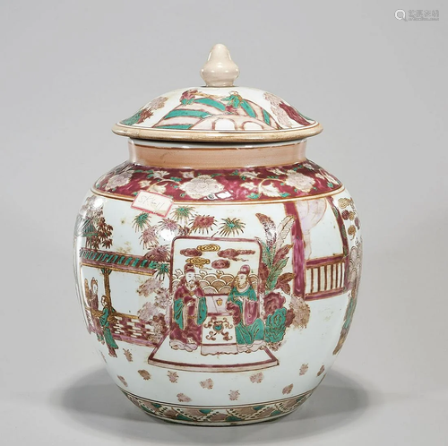 Chinese Enameled Porcelain Covered Jar