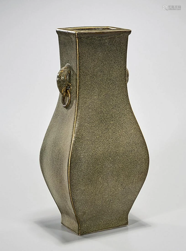 Chinese Tea Dust Four-Faceted Vase