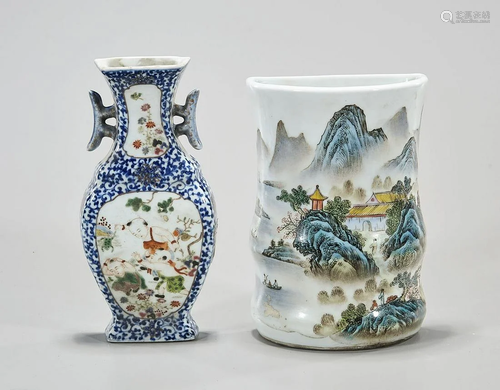 Two Chinese Porcelain Wall Vessels