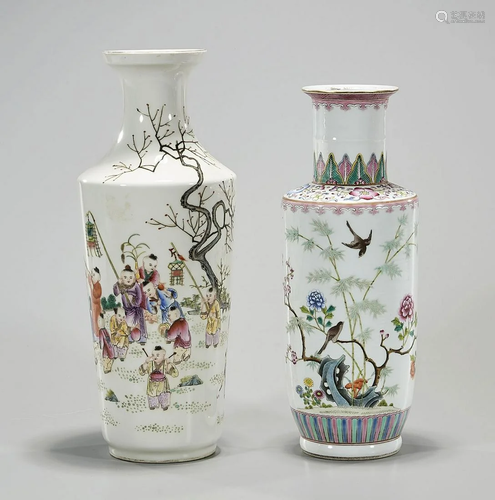 Two Chinese Enameled Porcelain Vases