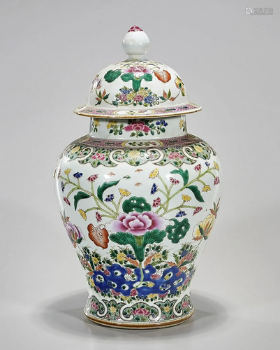 Chinese Enameled Porcelain Covered Vase