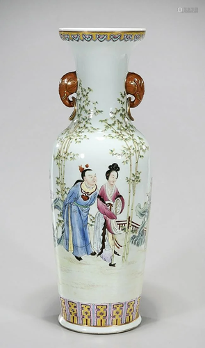 Tall Chinese Enameled Porcelain Vase