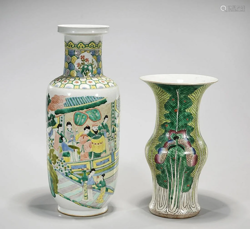 Two Chinese Enameled Porcelain Vases