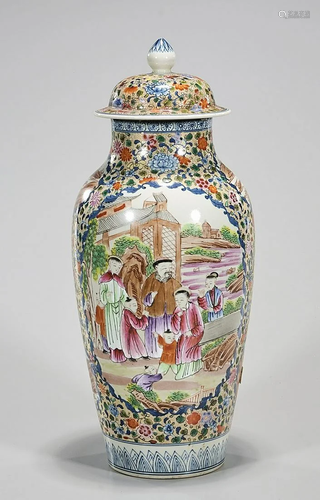 Chinese Enameled Porcelain Covered Vase