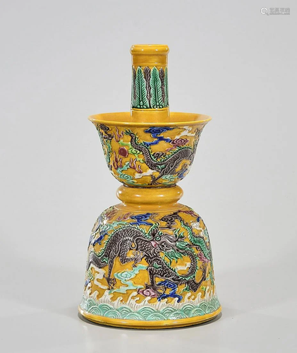 Chinese Enameled Porcelain Candlestick