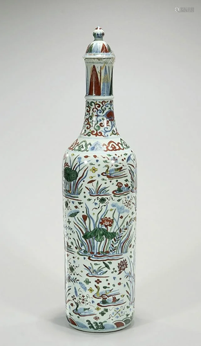 Tall Chinese Enameled Porcelain Vase