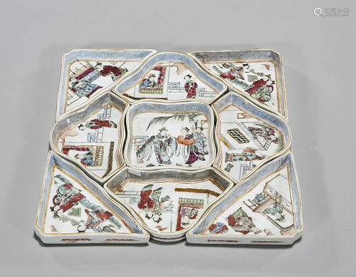 Set of Chinese Enameled Porcelain Tea Saucers