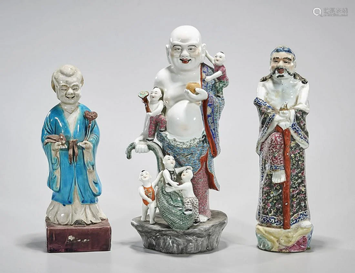 Group of Three Chinese Enameled Porcelain Figures