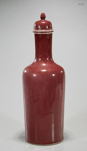 Chinese Oxblood Glazed Covered Vase