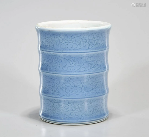 Chinese Blue Glazed Porcelain Brush Pot