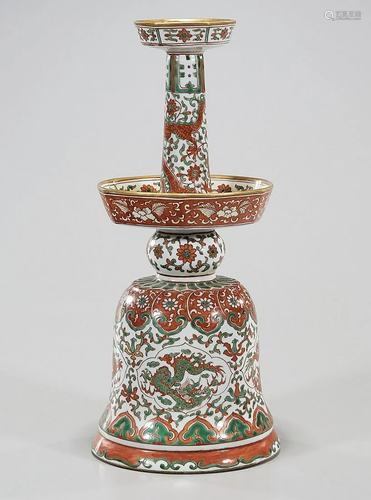 Chinese Enameled Porcelain Candlestick