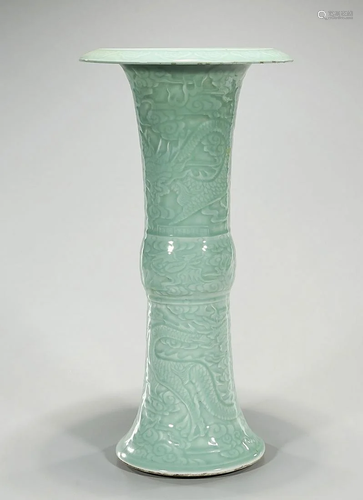 Tall Chinese Celadon Glazed Porcelain Vase