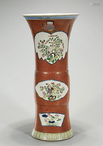 Tall Chinese Enameled Porcelain Vase