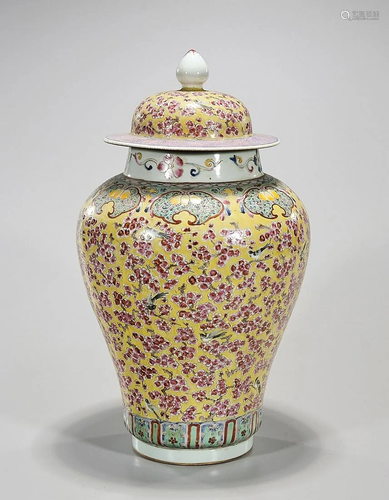 Chinese Enameled Porcelain Covered Vase