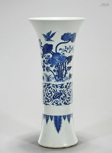 Chinese Blue and White Porcelain Gu Form Vase