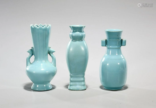 Group of Three Chinese Ruyao-Style Porcelain Vases