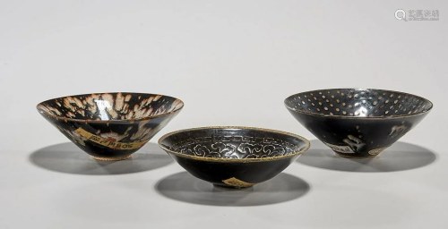 Group of Three Chinese Early Style Glazed Bowls
