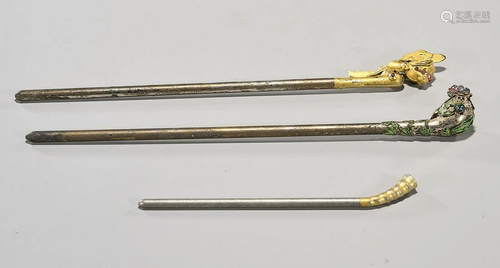 Group of Three Korean Metalwork Hairpins