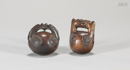 Two Antique Wood Netsuke