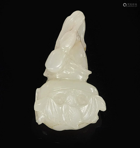 Antique Chinese Carved White Jade Toggle