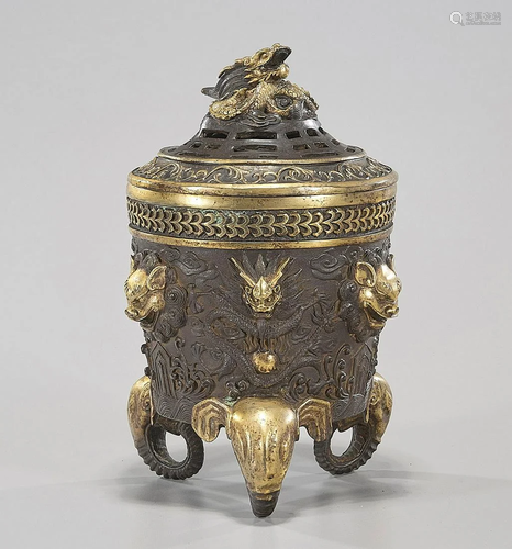 Parcel-Gilt Bronze Censer