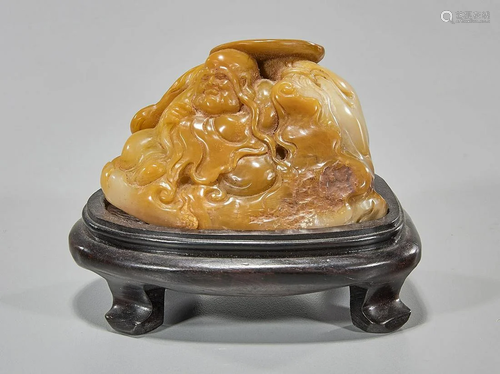 Chinese Carved Shoushan Seal with Budhai