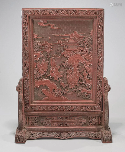 Chinese Cinnabar Lacquer-Like Tablescreen