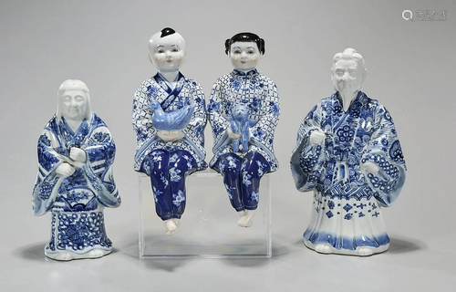 Group of Four Asian Blue and White Porcelain Figu…