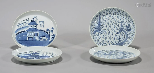 Group of Four Chinese Blue & White Porcelain Dishes