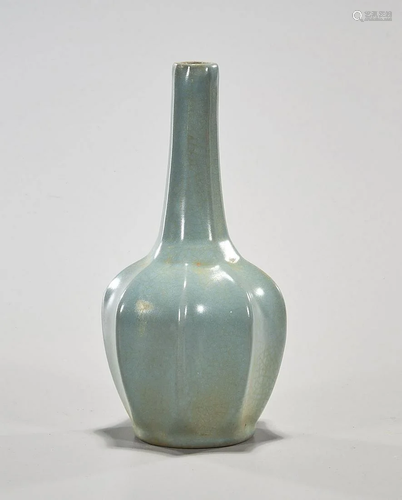 Chinese Eight-Sided Ru Ware Faceted Bottle Vase