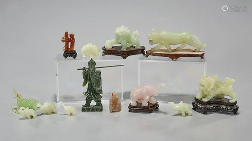 Group of Thirteen Chinese Hardstone Carvings